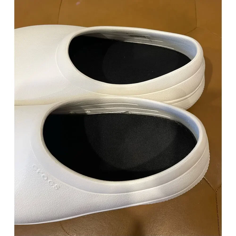 Crocs On-The-Clock Slip-On Clogs, White, Women's 10 ‎ Mens 8 Work Shoes Comfort
